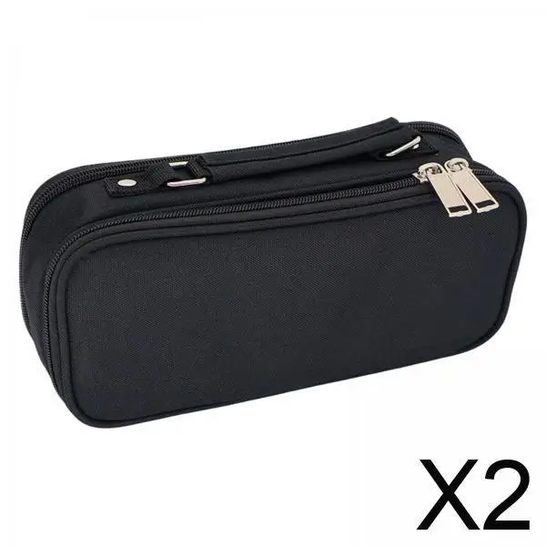 Large Capacity Canvas Pencil Case with Handle Multi Pocket Stationery Bag for Kids School Use