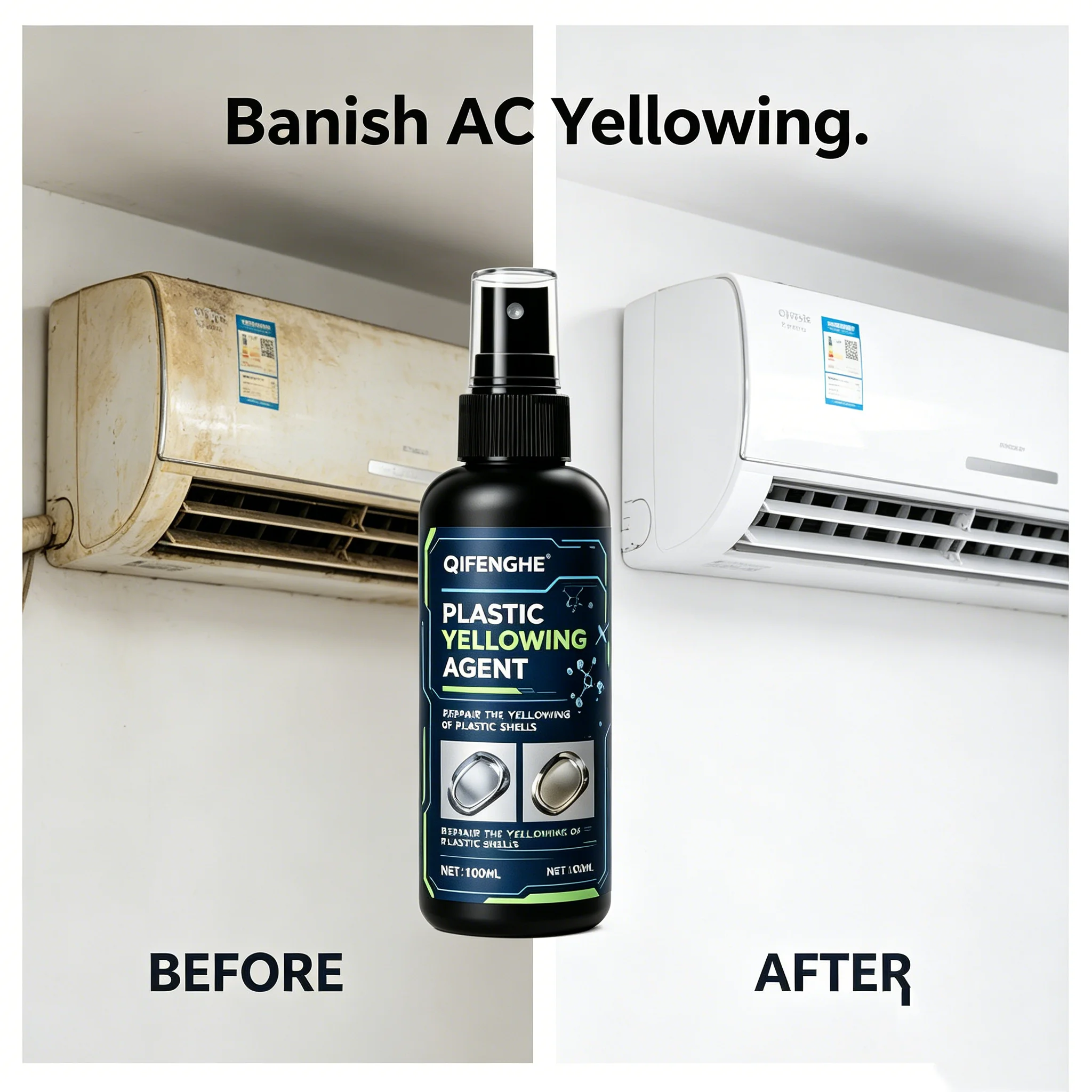 100ml Multi-Surface Plastic Yellowing Remover Spray, Restores Car & Home Plastic