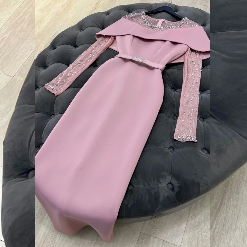 

Customized Exquisite Jersey Sequined Sash A-line Scoop Neck Long Dresses Bespoke Occasion Modern Style