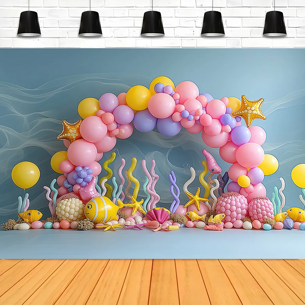 

Happy Birthday Party Photography Backdrops Props Wedding Colorful Balloons Arch Baby Children Photo Background Props DF-03