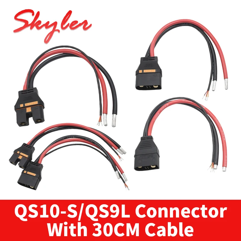QS9L QS10-S Anti Sparking Connector with 6AWG 30CM Cable Injection Molded Plug w Signal Wire High Current Male Female Connectors