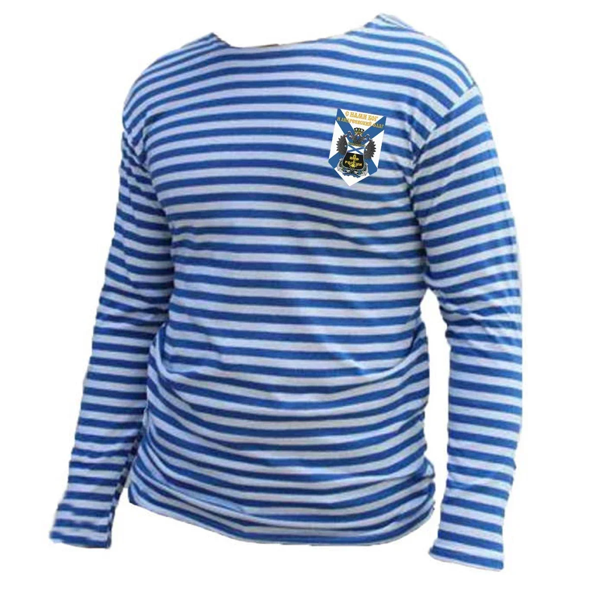 Russian Naval Badge St Andrew's Flag Sailor's Striped Shirt Polyester Cotton Long Sleeve Mens Stripes T-Shirt Telnyashka Tops