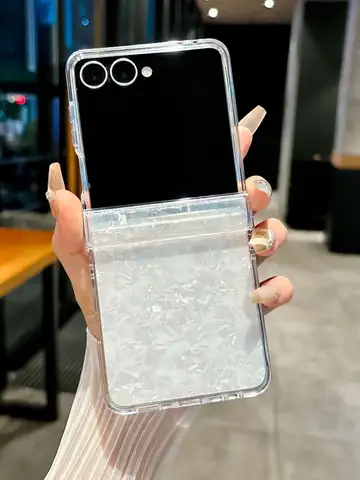 For Samsung Galaxy Z Flip 7 6 5 3 5G Case Luxury Aurora Laser Shell Pattern Shockproof Protection Cover For ZFlip7 Flip6 Flip5