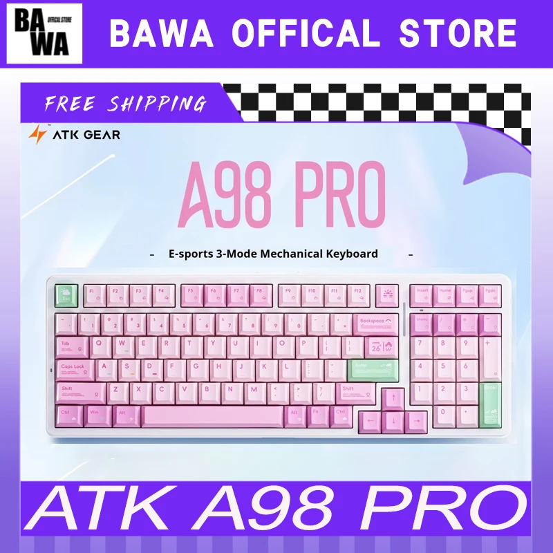 

ATK A98 PRO Mechanical Keyboard 3mode wireless Bluetooth A98PRO Gaming Keyboard Ergonomics Hot Swap Custom Esports Office Gift