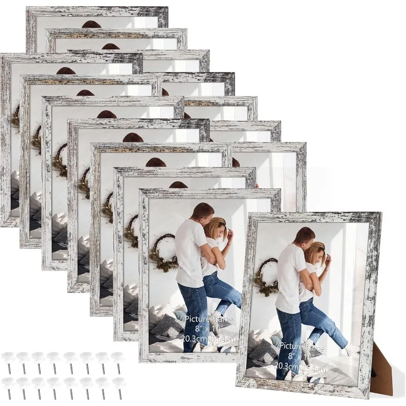 

8x10 Picture Frame Set of 15, Distressed White Farmhouse Wood Photo Frame 8 by 10 for Wall or Tabletop Display