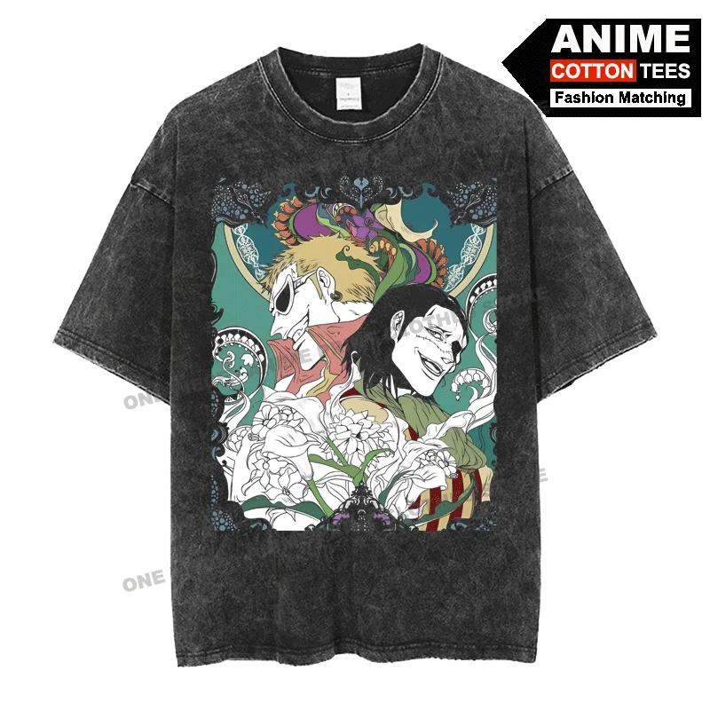

Anime Peripheral Clothing ONE PIECE -Donquixote Doflamingo & Sir.Crocodile Print T Shirt COTTON For Men Women Short Sleeve Tees