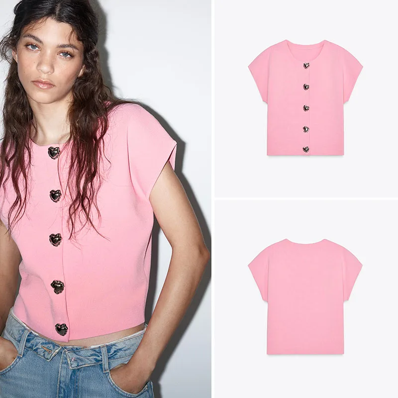 

Новое весеннее поступление, женский вязаный топ ort Sve round Ne на пуговицах, уличный женский трикотаж цвета Faion