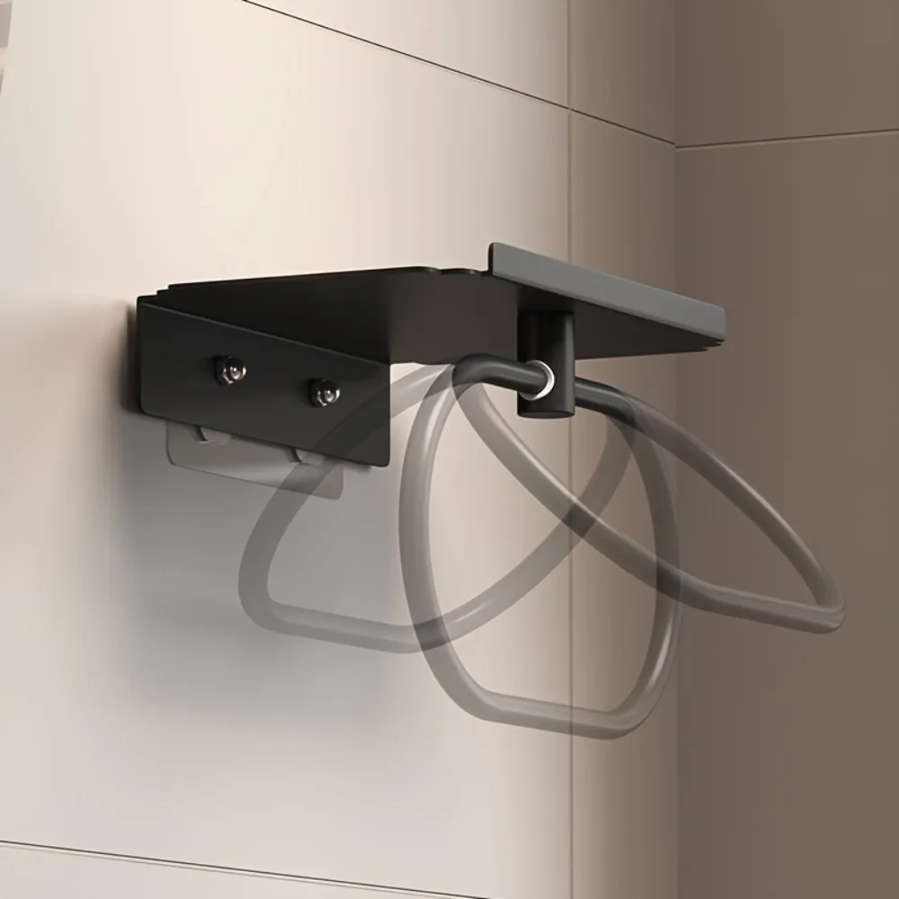 No Drill Dual Purpose Oval Towel Rack Tissue Holder Oval Wall Mounted Towel Holder Space Saving Organizer Bathroom Accessories