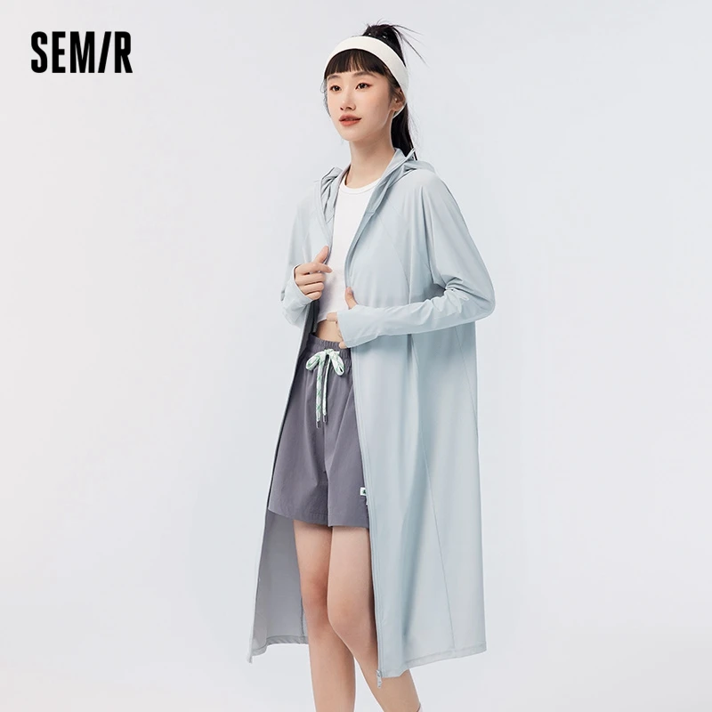 

Куртка Semir Женская солнцезащитная, крутая длинная свободная верхняя одежда с капюшоном, простая панельная одежда, лето 2024