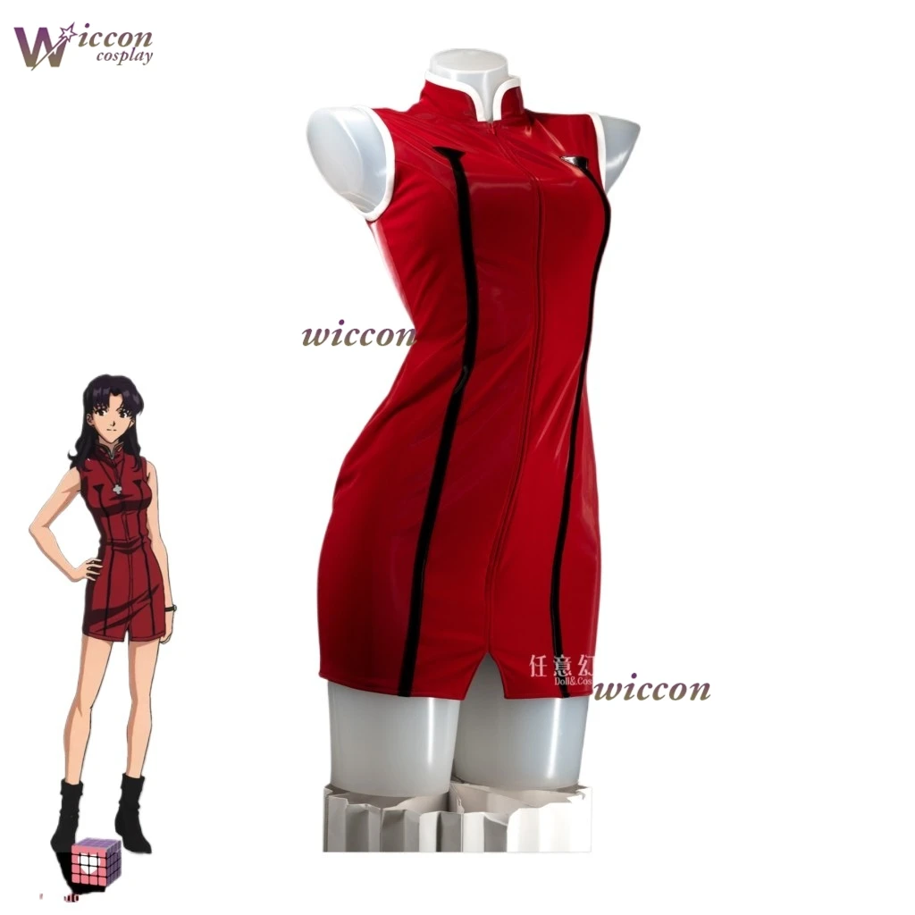 Cos Room Halloween Misato Cosplay Katsuragi Costume and wig Fight Suit Dress Red Black ANime Manga Clothing Outfits Women