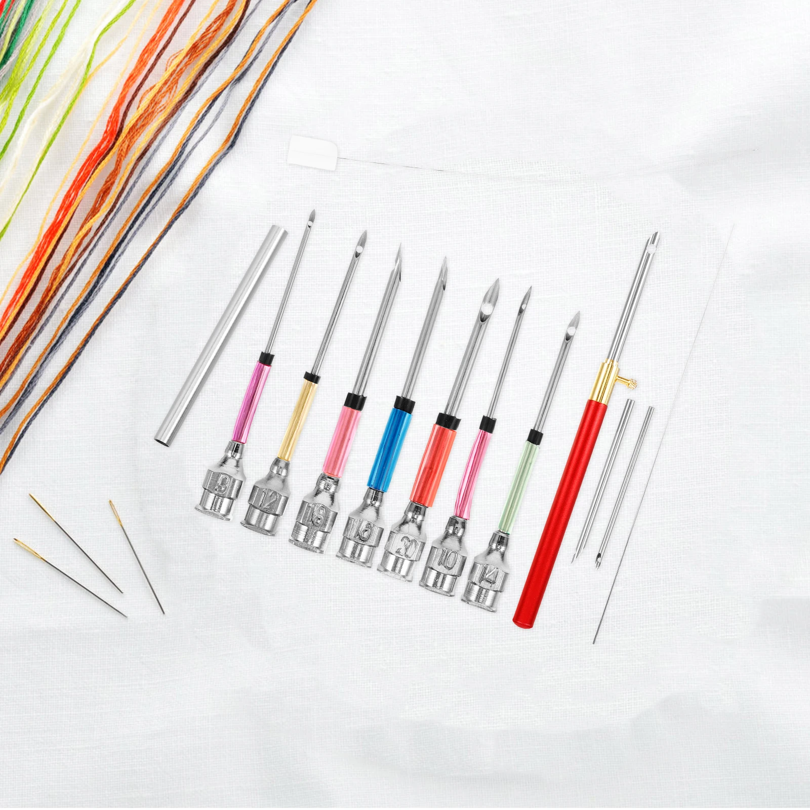 

1 set Punch Needle Kit 9-50 Changeable Heads Lightweight Portable Embroidery Tools Crafting Kits For Adults Wool Non Woven