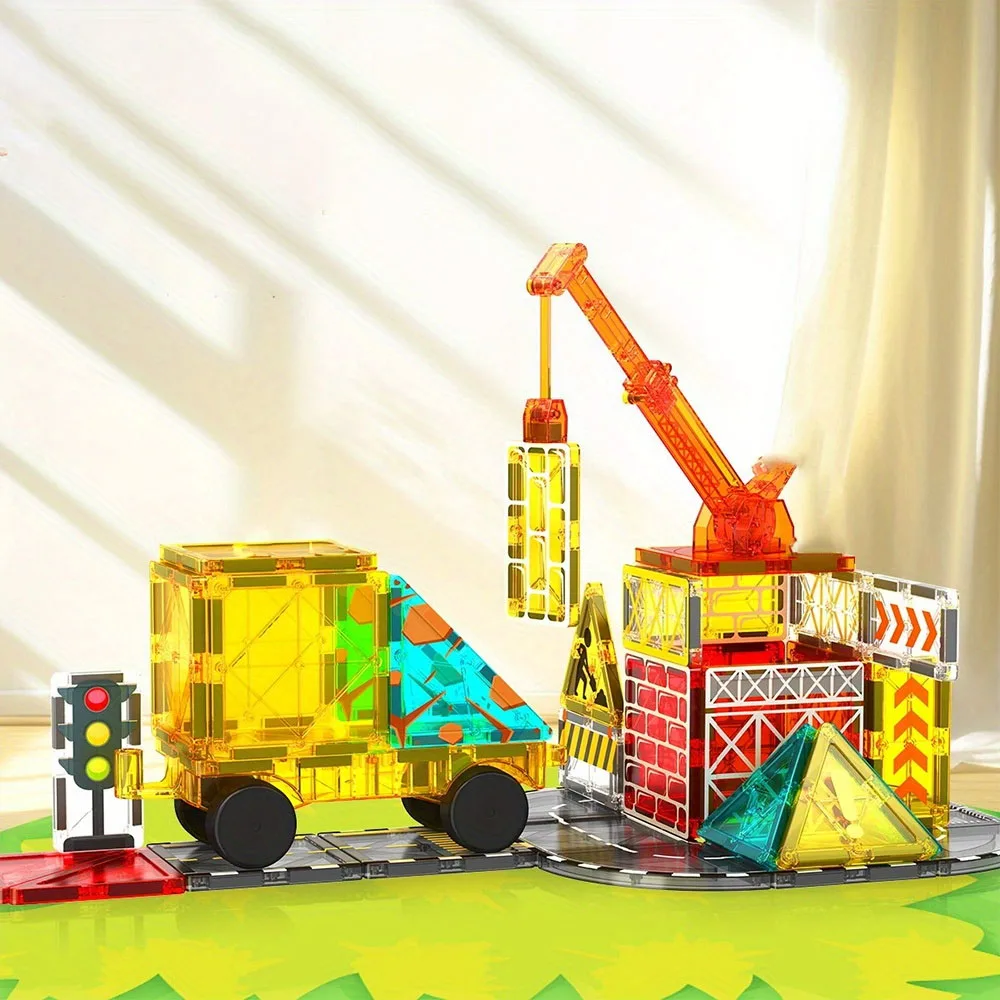 ชุดตัวต่อแม่เหล็กแบบ MOC รูปเครนหลากสี สำหรับตกแต่งห้องนั่งเล่น ของขวัญวันเกิดสุดสร้างสรรค์