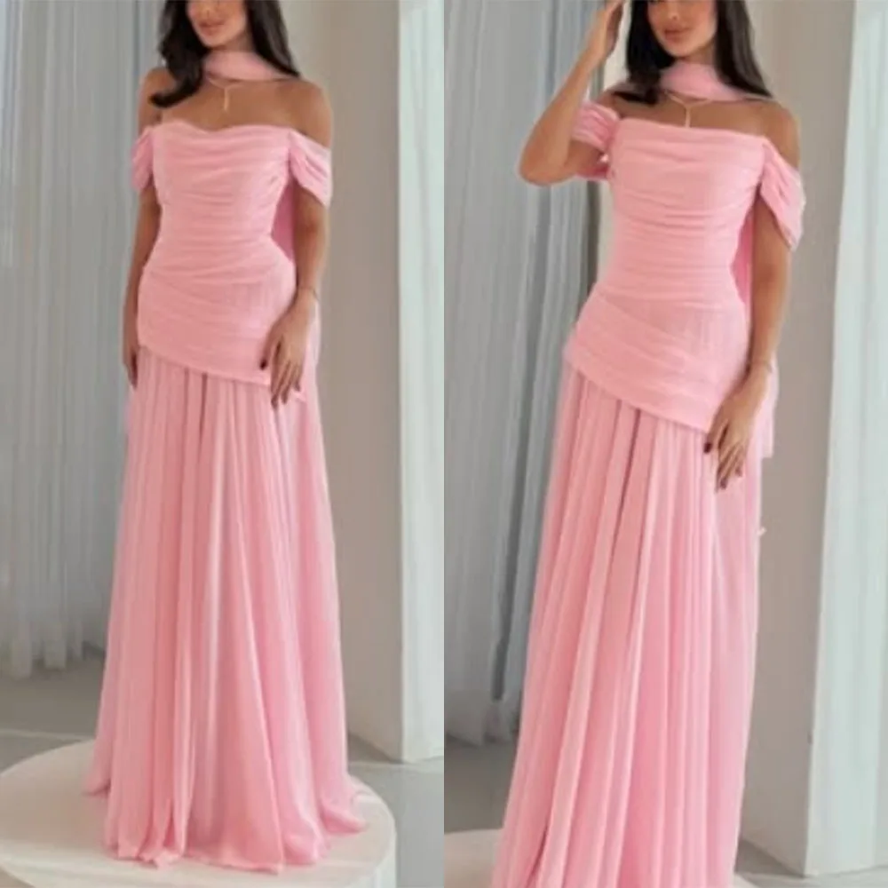 

High Quality Customized Strapless Tulle Off Shoulder Floor Length Robe Pour Mariage Invité Vestidos Elegantes Para Mujer فساتين