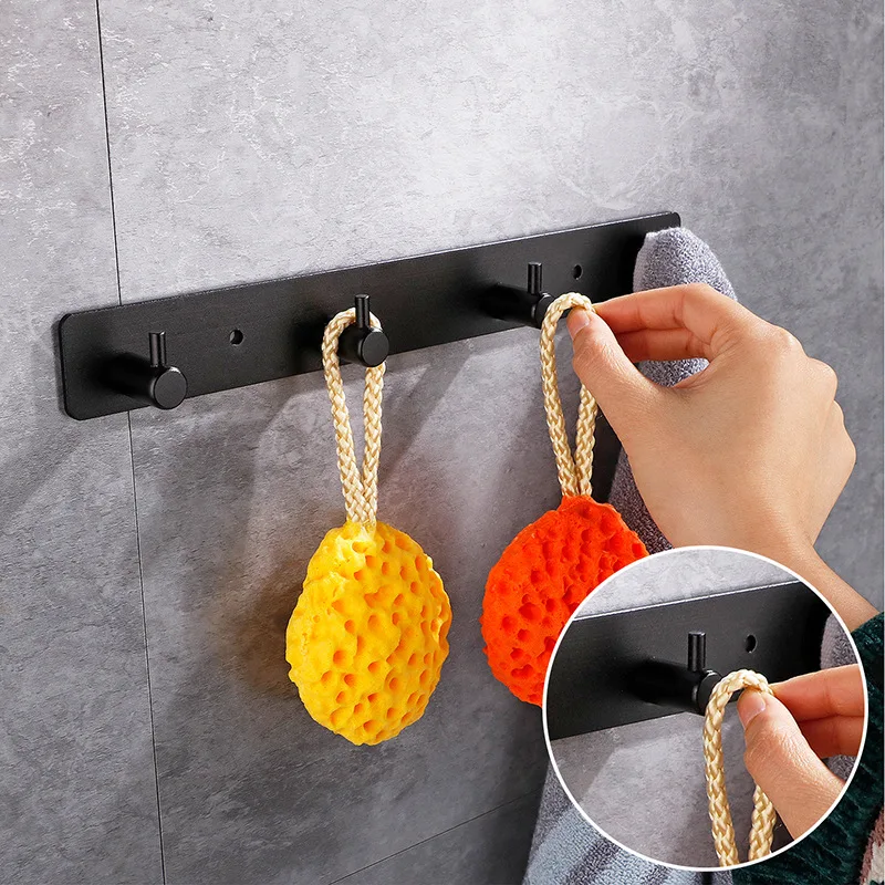 Aluminum alloy Multifunctional Self Adhesive Hooks Sticky Wall Door Hook Robe Tea Towel Rustproof Towel Rack,Clothes Coat Hanger