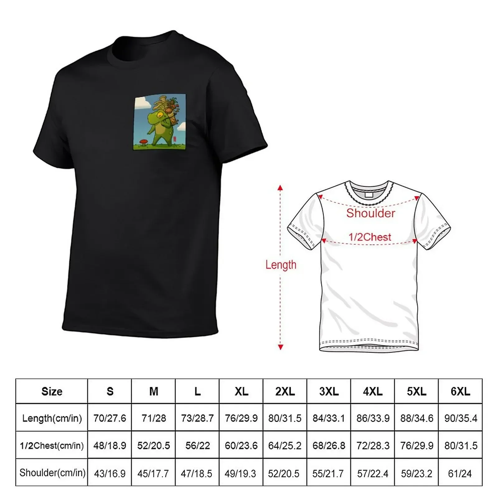 cute frog mushroom picker art with background T-Shirt blacks man t shirt for a boy kawaii clothes Men's t-shirt