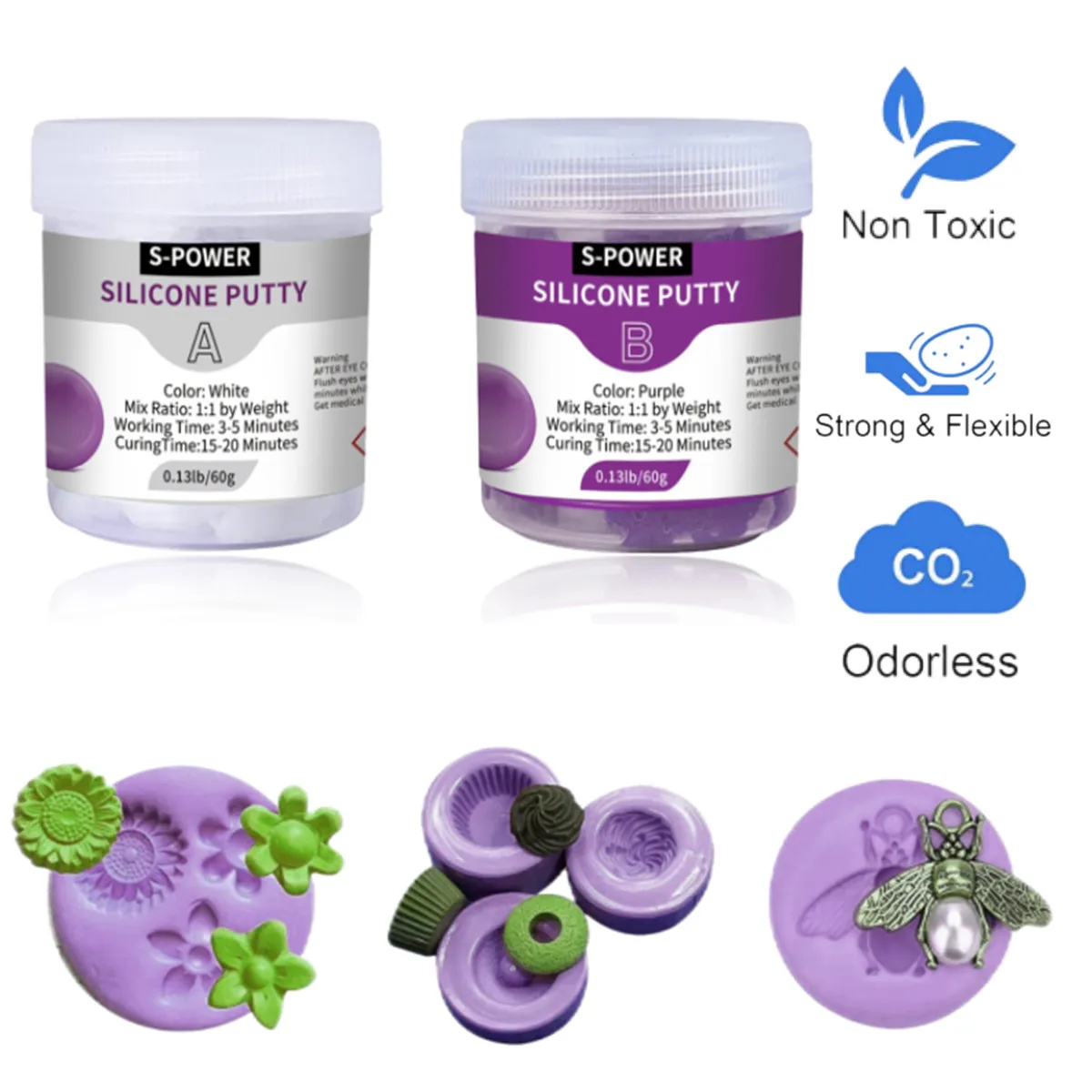 DIY Silicone Molding Putty Kit Easy 1:1 Mixing Ratio Fast Cured Molding Putty for Casting, Resin Molds, Soap Molds, Candle Mold
