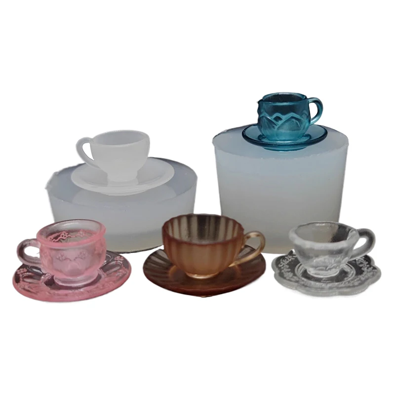 1 Set 1/12 Puppenhaus Essen Und Spielen Miniatur Tee Tasse Silikon Form UV Epoxy Umsatz Form Puppe Zubehör Spielzeug Szene Dekoration