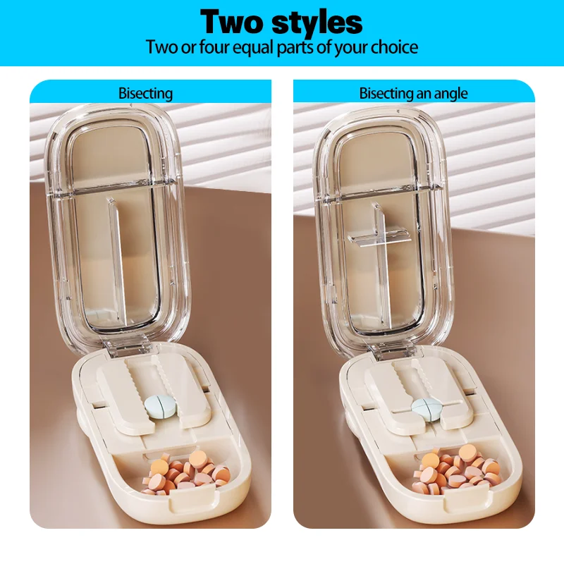 Pill Cutter Storage Box Portable Drug Tablet Medicine Dustproof Divider Organizer Crusher Pill Cutter Health Care Pills Case
