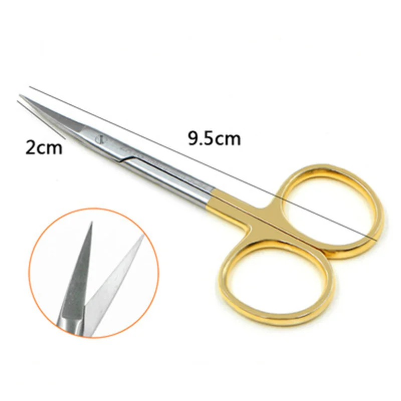 Tiangong Gold Handle Surgical Scissors Double Eyelid Scissors Straight Bending Scissors Operation Stitches Removal Express Ophth