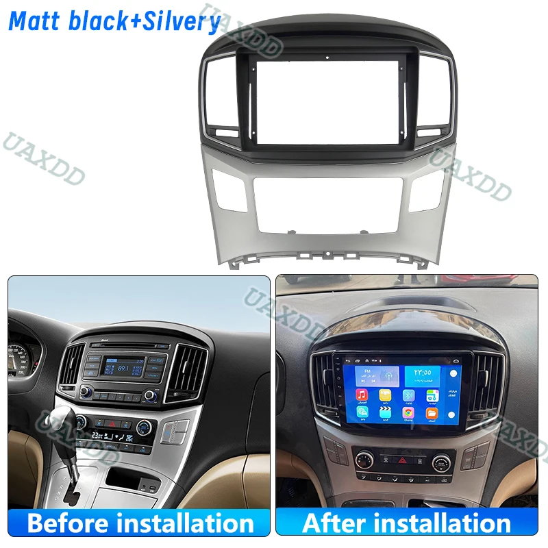 UAXDD 2 Din Car Interior For 2015-2018 Hyundai STAREX H1 9INCH Android Frame Kit Panel Center Fascia Cable Video Harness Adapter