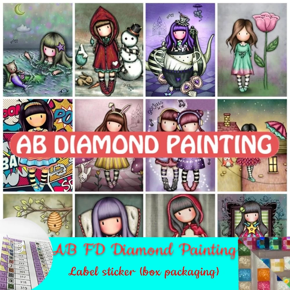 DIY 5D AB FD Diamond Painting Cartoon Girl Princess Rhinestone Picture Home Decor Full Drill Embroidery Mosaic Art Cross Stitch