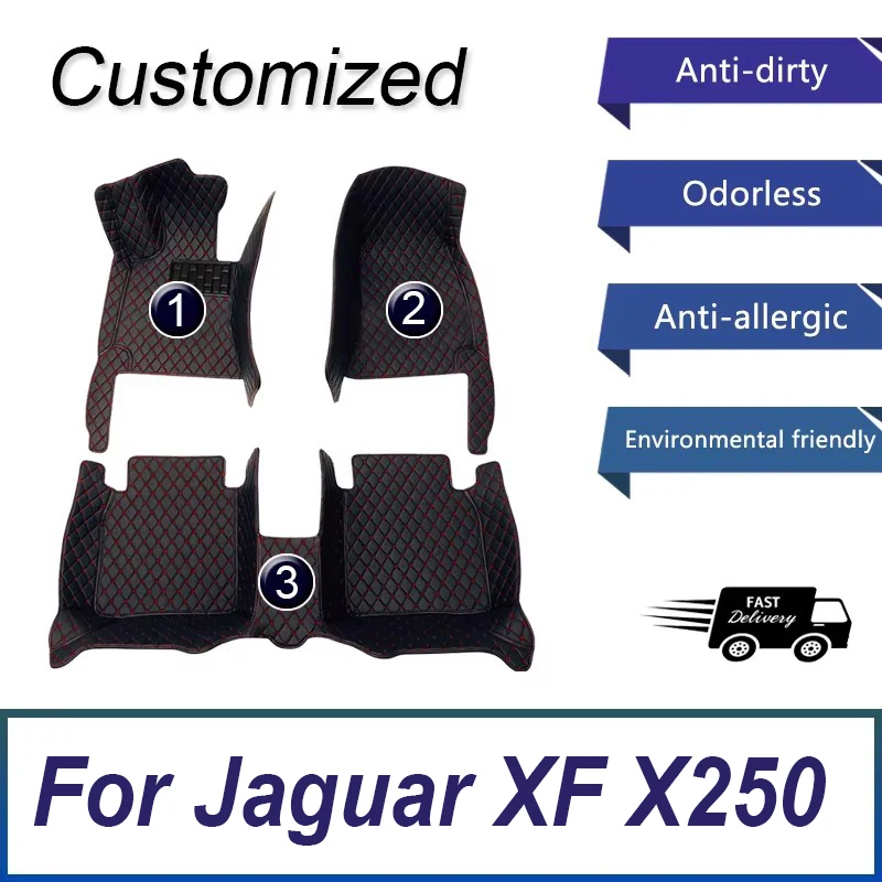 Car Floor Mats For Jaguar XF X250 2008~2015 Carpet Rug Durable Leather Mat Auto Anti Dirty Pads Interior Parts Car Accessories