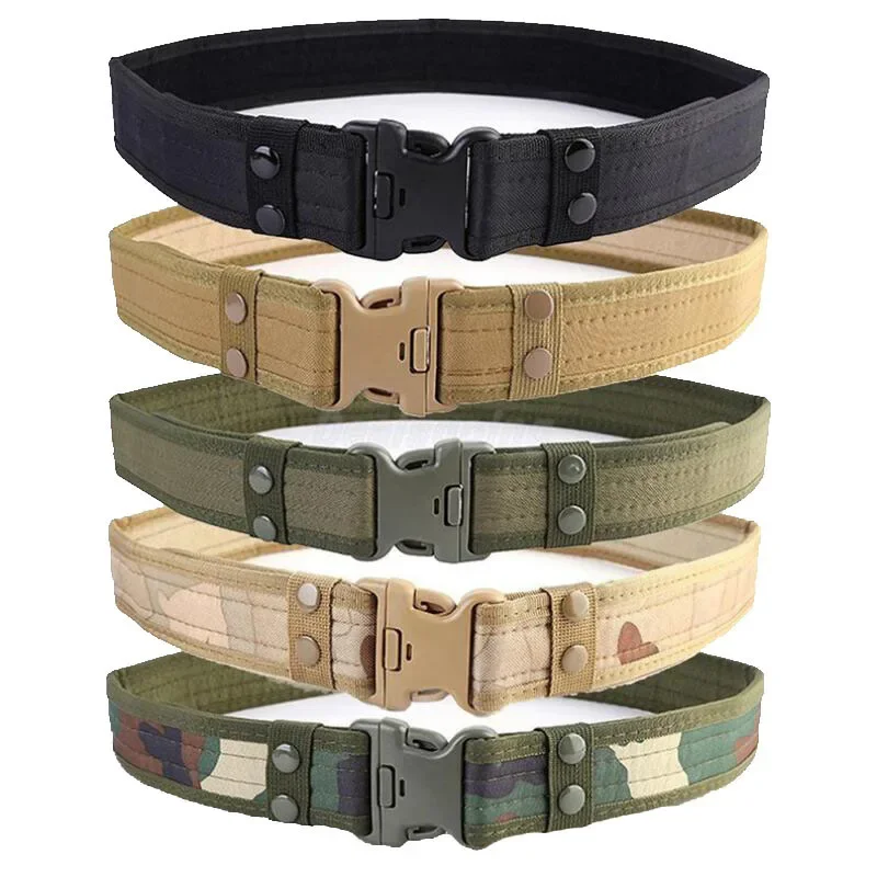 Mens Camouflage Combat Canvas Belts High Quality Quick Release Tactical Oxford Cloth Waistband Outdoor Hunting Nylon Work Belt