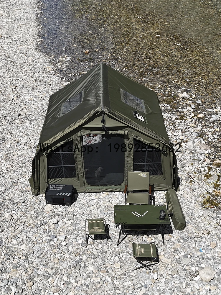 X2 military wind inflatable tent spring and summer outdoor camping overnight warm wind resistant vinyl tent