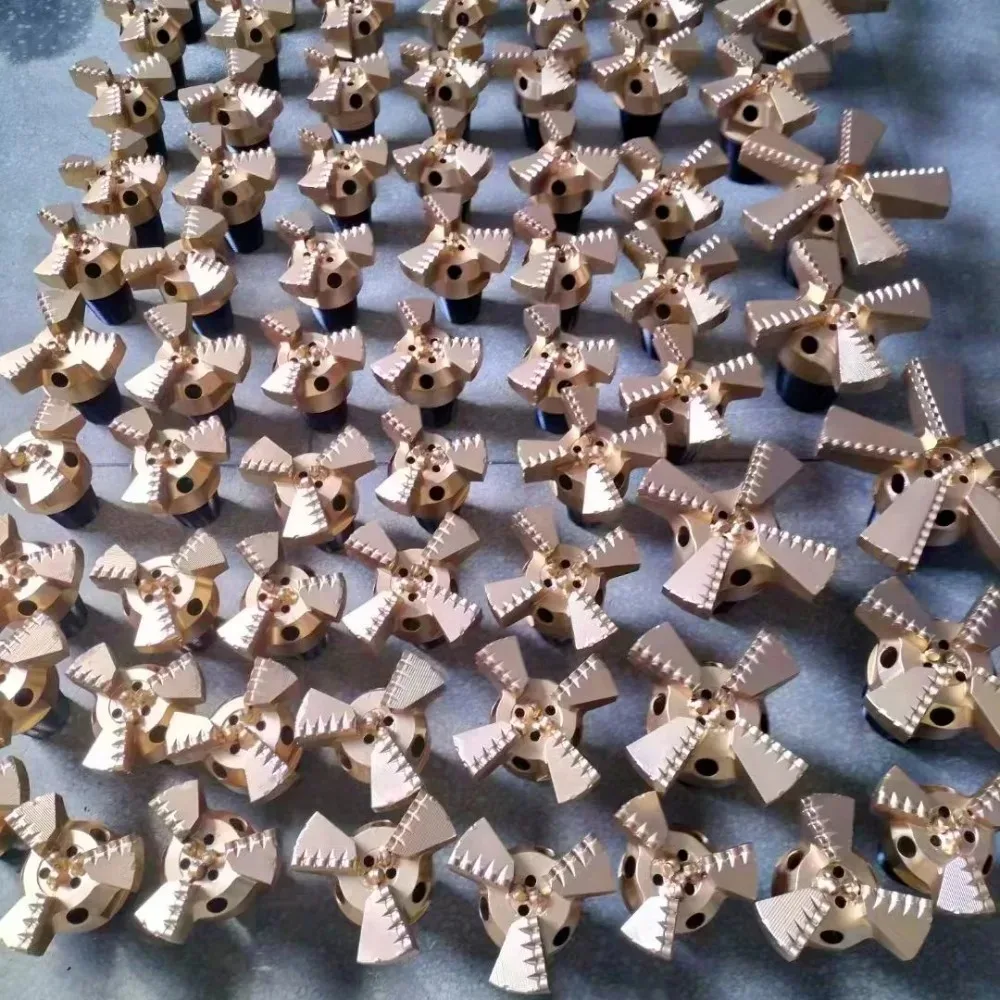High Abrasion Resistant Non Coring Concave Three Blades PDC Drill Bit For Water Well Geological Exploration Work