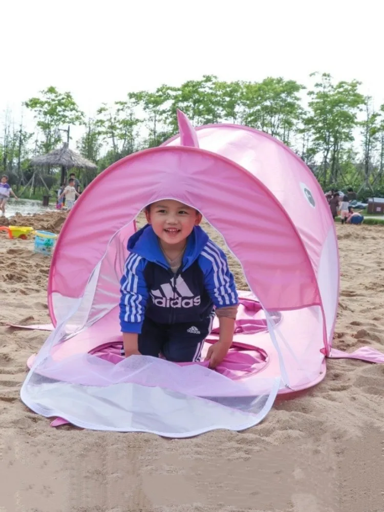 Children's pool, beach sanddigging, water play, tent, shark, whale, seaside, single and double shade, folding portable playhouse