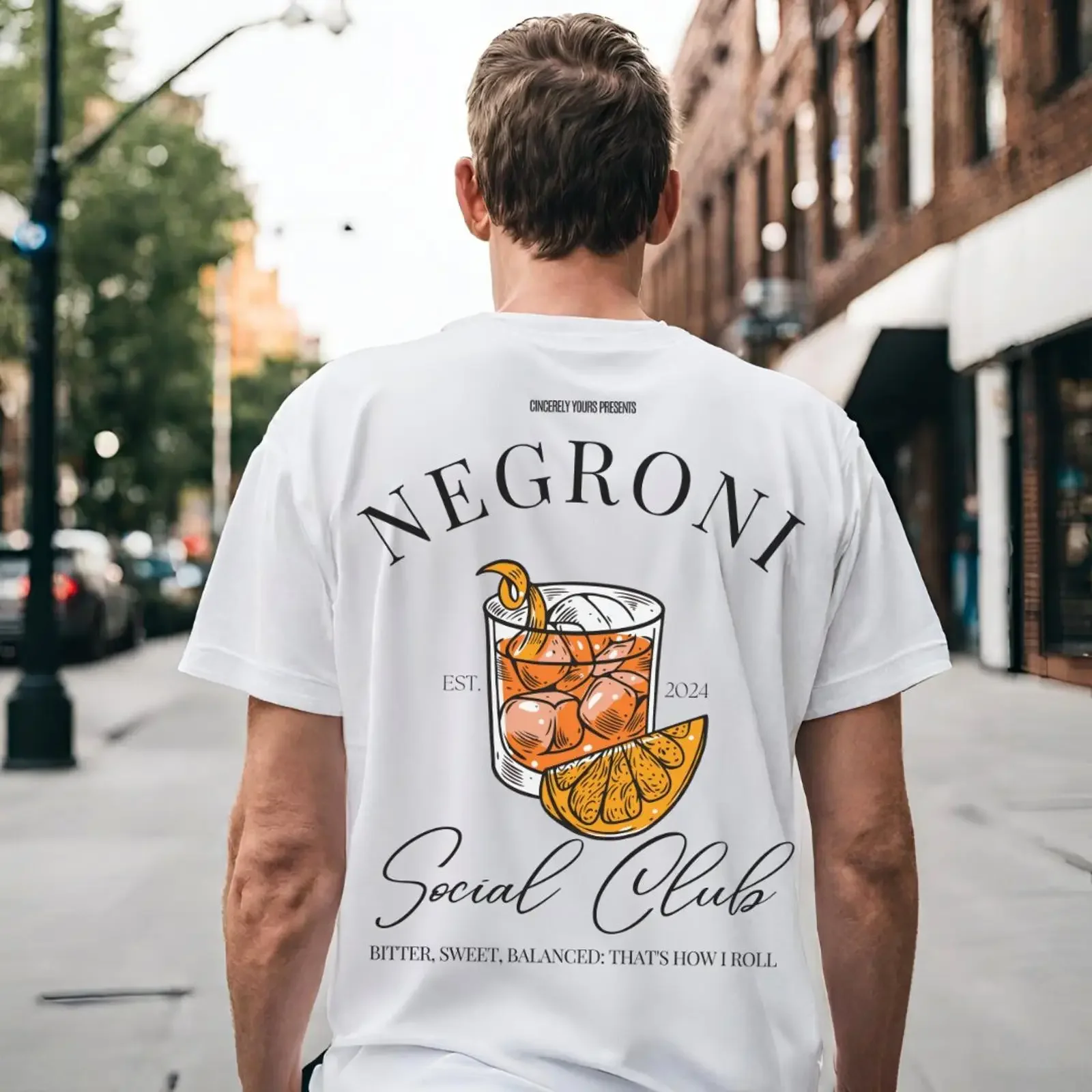 Negroni Social Club T Shirt Retro Cocktail Back Print Vintage Summer vintage Washed streetwear fashion graphic Comfortable