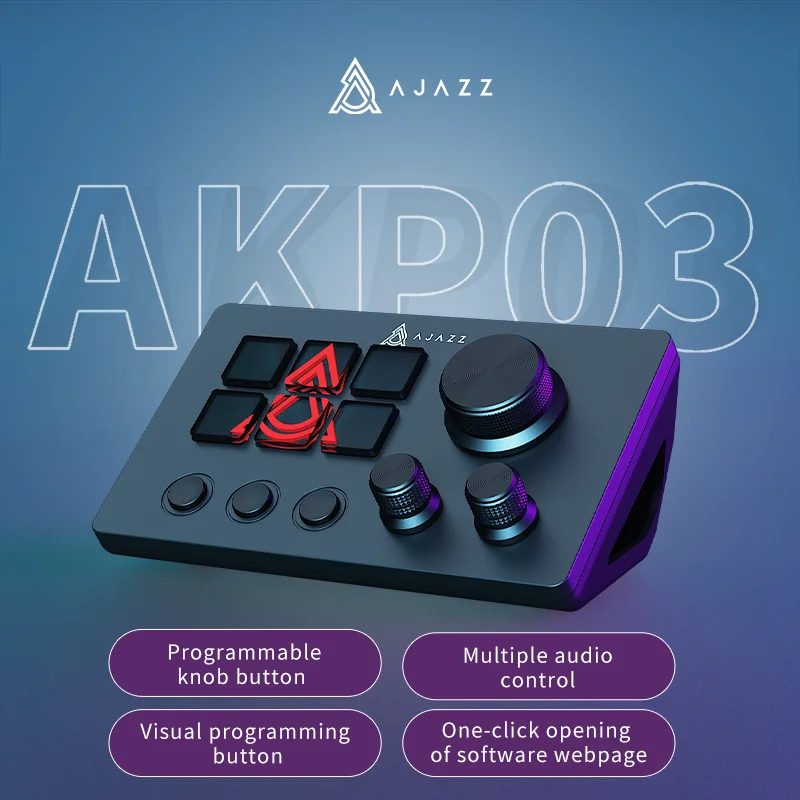 AJAZZ AKP03E/AKP153E/AKP05E Bedraad macro-toetsenbord Stream Controller Deck, sneltoetsenbord met 15 programmeerbare toetsen, aanpasbaar LCD-scherm, geschikt voor gaming, streaming, muziek en