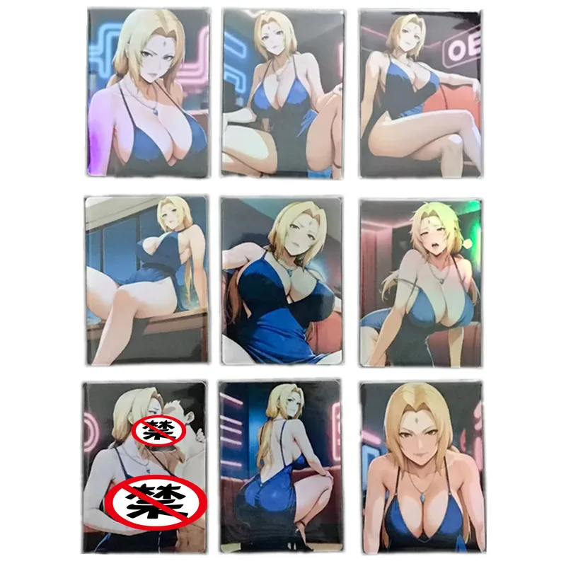 

9pcs/set Anime Sexy Card Naruto Tsunade Konoha Village Ninja ACG Goddess Nude Card Homemade Comic Collection Card Toys Gift