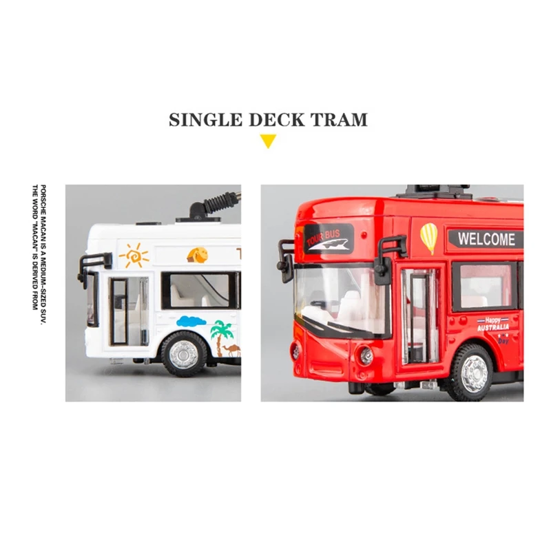 1:50 Kids Toys Alloy Bus Model London Single Decker Tram Bus Vehicles Car Toy With Light & Sound Collections