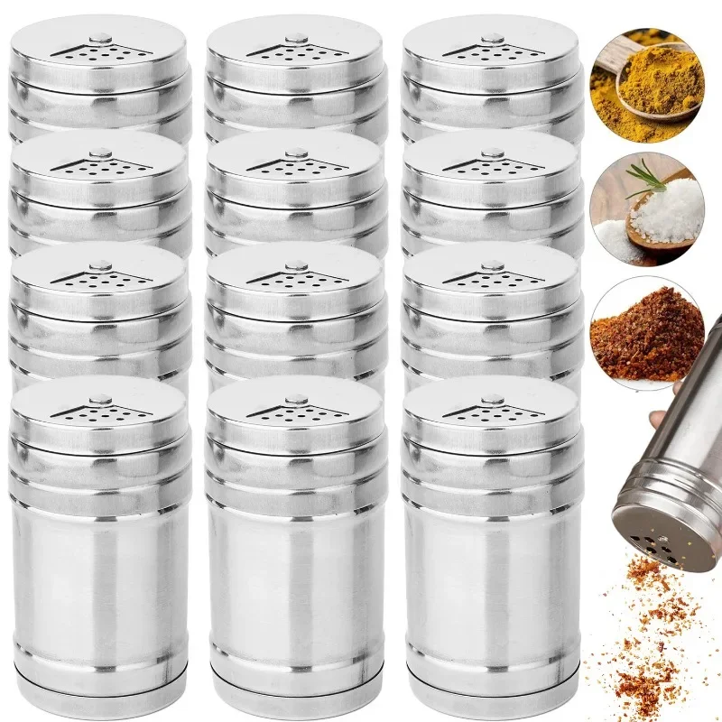 Stainless Steel Seasoning Jar Pepper Bottle Spice Shaker with Rotating Cover Condiment Tank Box for Storing Spice Kitchen Tool