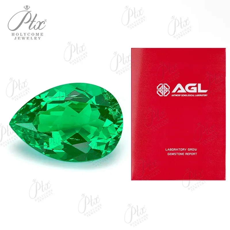 

NP Lab Grown Colombian Emerald Top Quality Pear Cut Hydrothermal Gemstone VVS1 Fine Jewelry Material Comes With AGL Certificate