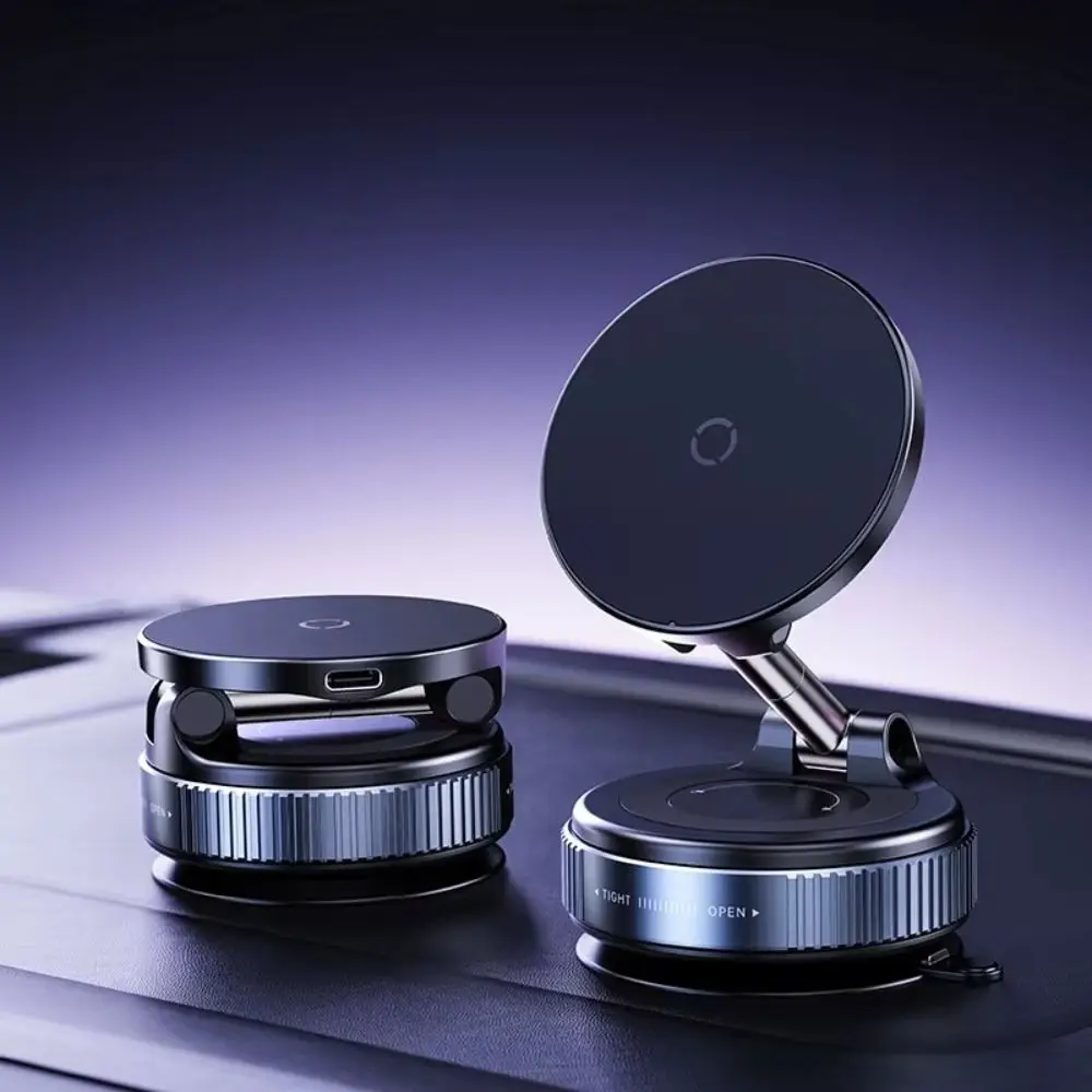 

New Wireless Charging Magnetic Phone Holder Vacuum Foldable Phone Bracket Suction Cup Rotation Car Navigation Stand