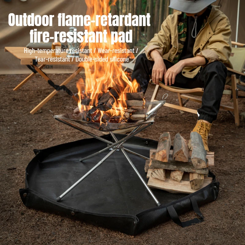 

Camping Fireproof Mat Outdoor Camping BBQ Campfire Picnic Cloth High Temperature Resistant Silicone Fire Insulation Mat