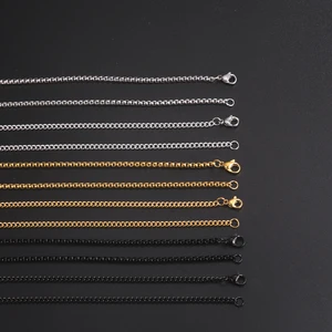 Stainless steel box chain skill for men, black, golden color, link chains, basic punk jewelry, wholesale, fashion, 60cm 8 Main Sales Stainless Steel - №2