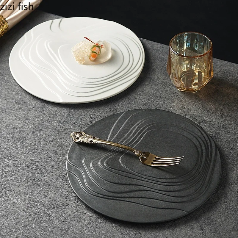 Irregular Terraced Ceramic Dining Plate Solid Color Dessert Plate Snack Plate Sushi Plates Molecular Cooking Creative Tableware