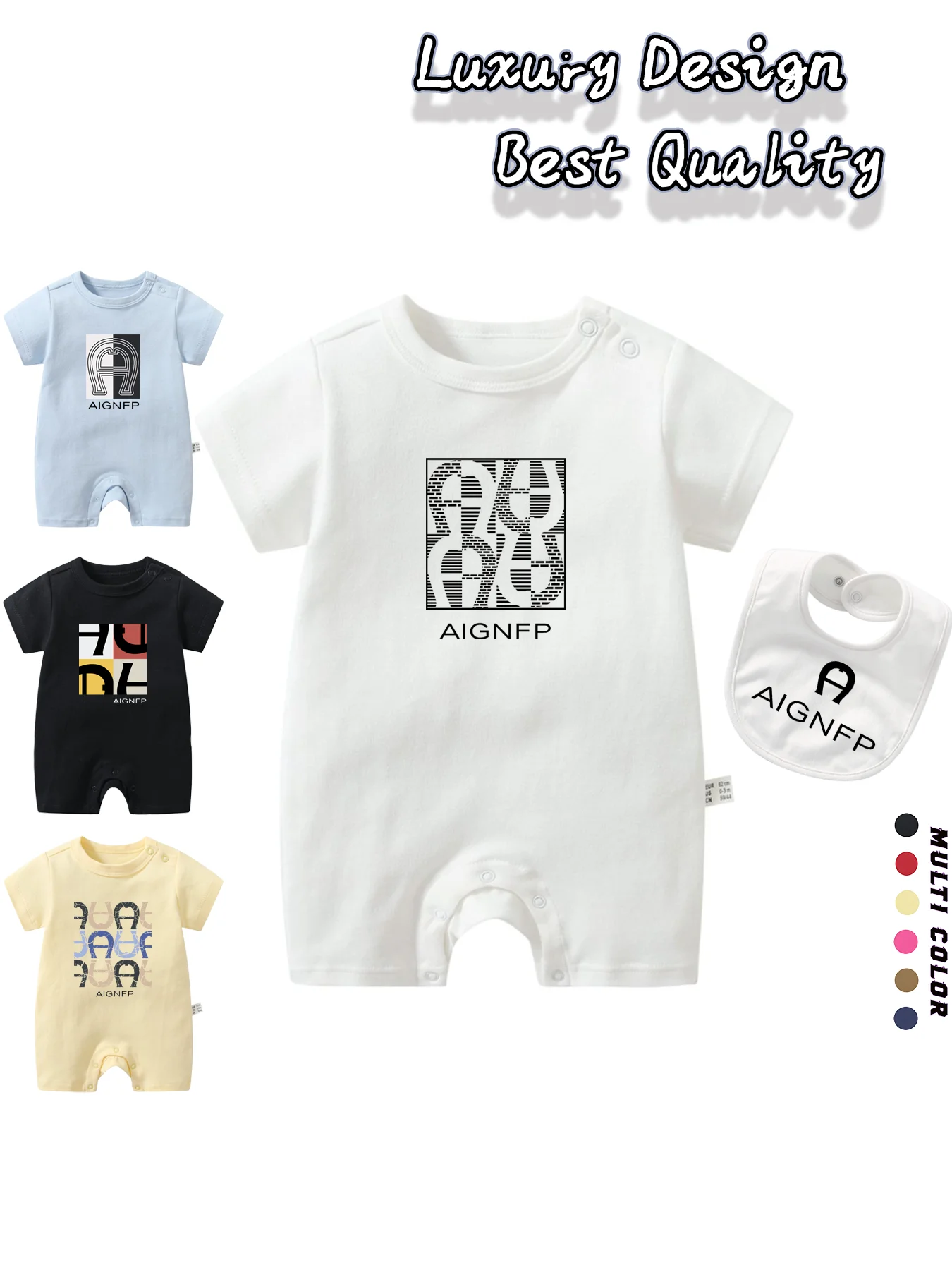 2025 Hot sales Newborns Romper %100 Cotton Summer New Casual Bib scarf Toddler Jumpsuit 2Pcs Set Baby Clothes Soft Infant Romper