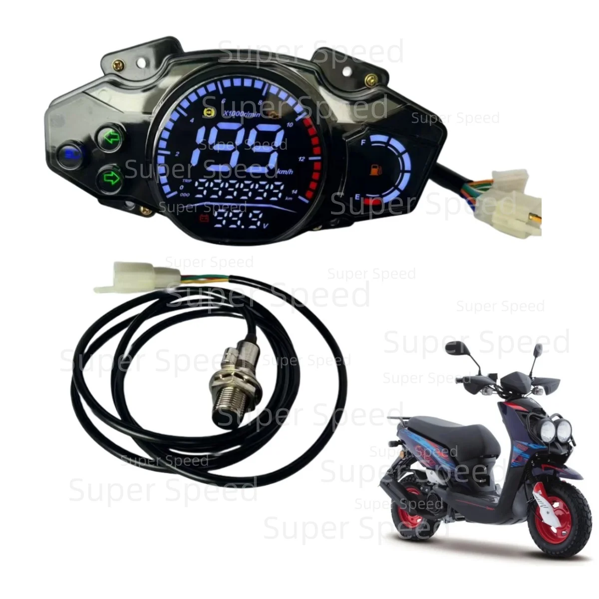 عداد السرعة LED لـ Italika Ws 150 175 عداد رياضي للوحة القيادة مقياس سرعة الدوران متعدد الوظائف