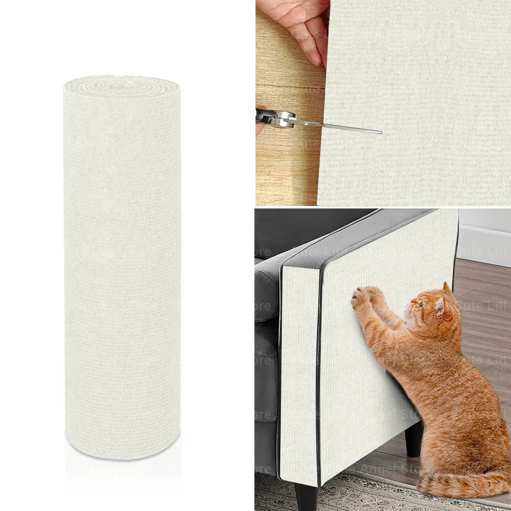 NONE Selbstklebende Katzenkratzmatte, langlebiger Sisal-Möbelschutz, DIY, anpassbare Katzenkratzunterlage für Couch, Sofa 7