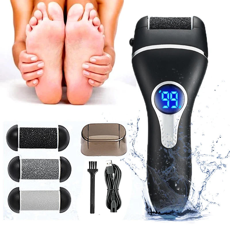 Rechargeable Electric Foot File Electric Pedicure Sander IPX7 Waterproof 2 Speeds Foot Callus Remover Feet Dead Skin Calluses