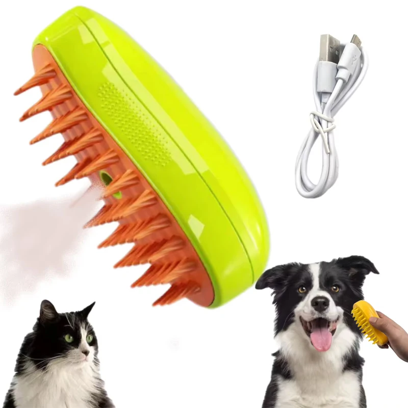 

Steamy Dog Brush Electric Spray Cat Hair Brush 3 In1 Dog Steamer Brush for Massage Pet Grooming Removing Tangled and Loose Hair