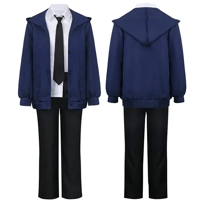 Anime power cosplay motosierra hombre cosplay disfraz azul rojo chaqueta pantalones peluca uniforme traje Halloween Navidad disfraces para mujeres E