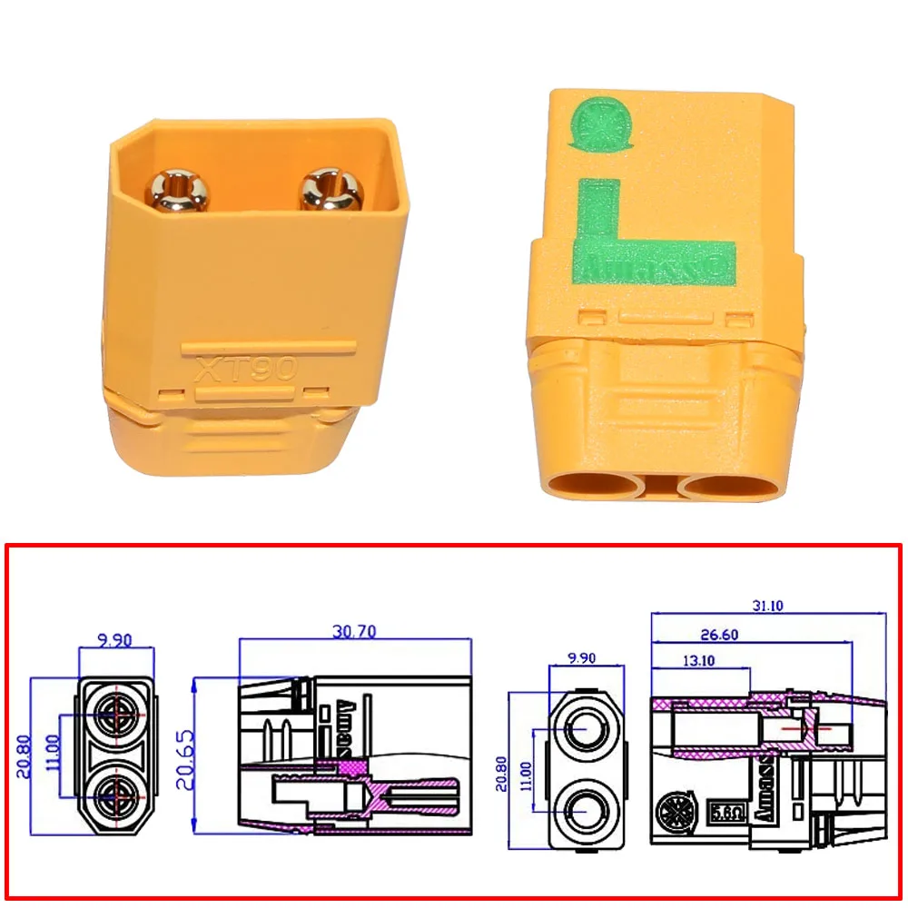 XT90 Anti Spark Conncters Cable with DC 12V Battery Alligator Clips Battery Clamp 10AWG  Cable For Battery Charge