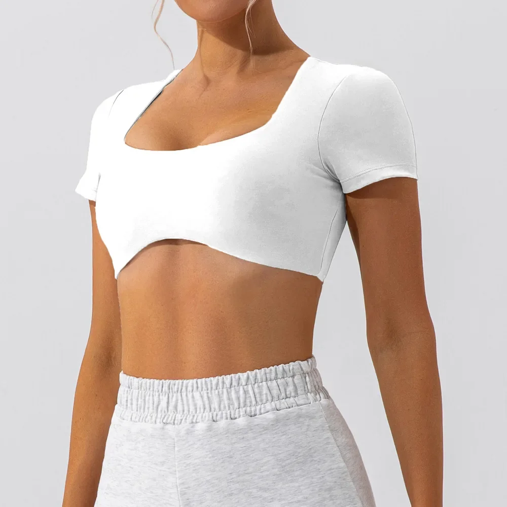 SHINBENE Navel-exposed Running Sports Tops for Women Quick-drying Nude Fitness Short-sleeved T-shirt image 6