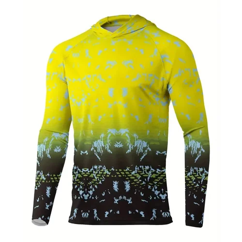 Imagen 2 del producto Camisetas con capucha de protección solar para hombre, camisetas UPF 50+ de manga larga de secado rápido, transpirables, para senderismo, pesca, TOPS a prueba de rayos UV, 2024