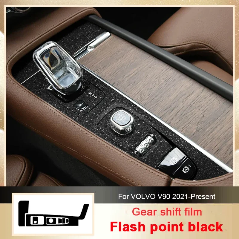 

For VOLVO V90 2017-Present LHD Car Carbon Black Interior Sticker Gear Box Panel Decal Gear Decoration Frame Protective Film